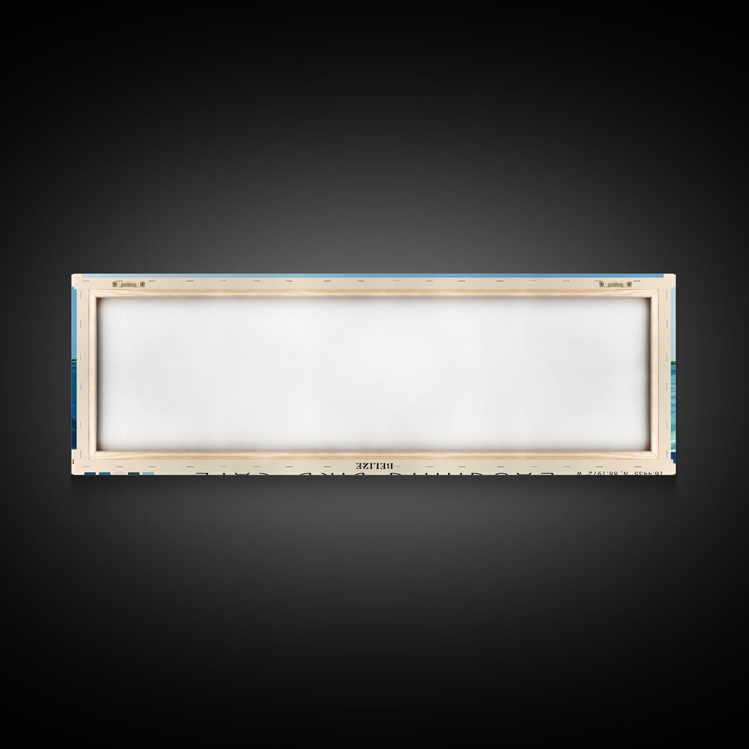 Laughing Bird Caye, Belize Panoramic Beach Print, Vacation Gift, Belize Wall Art, Framed Canvas Print, Framed Beach Painting