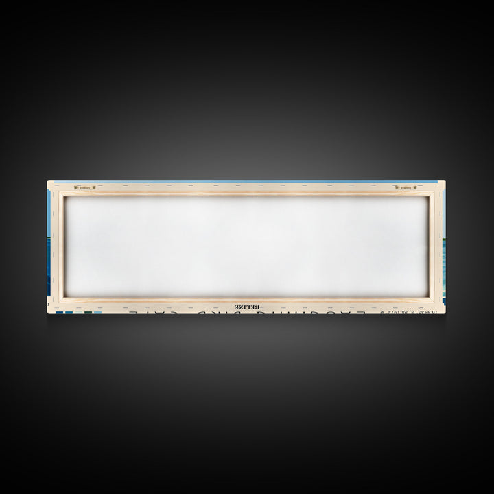 Laughing Bird Caye, Belize Panoramic Beach Print, Vacation Gift, Belize Wall Art, Framed Canvas Print, Framed Beach Painting