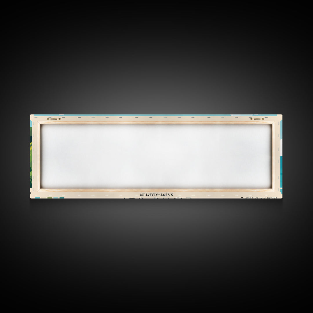 Long Bay, Saint-Martin Panoramic Print, Vacation Gift, Saint-Martin Wall Art, Beach Painting, Beach Decor, Beach Or Lakehouse Art