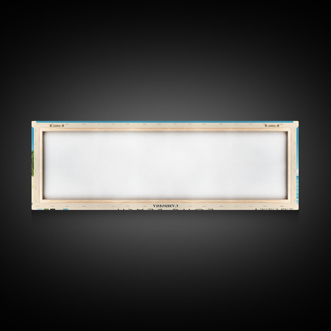 Long Beach, Cambodia Panoramic Beach Print, Vacation Gift, Cambodia Wall Art, Beach Painting, Beach Decor, Beach Painting
