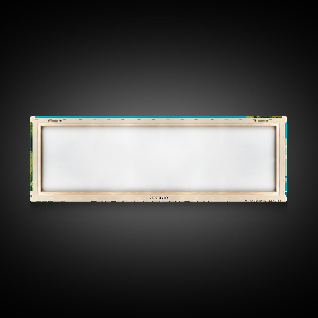 Léucade/Lefkada, Greece Panoramic Beach Print, Vacation Gift, Greece Wall Art, Framed Canvas Print, Framed Beach Painting