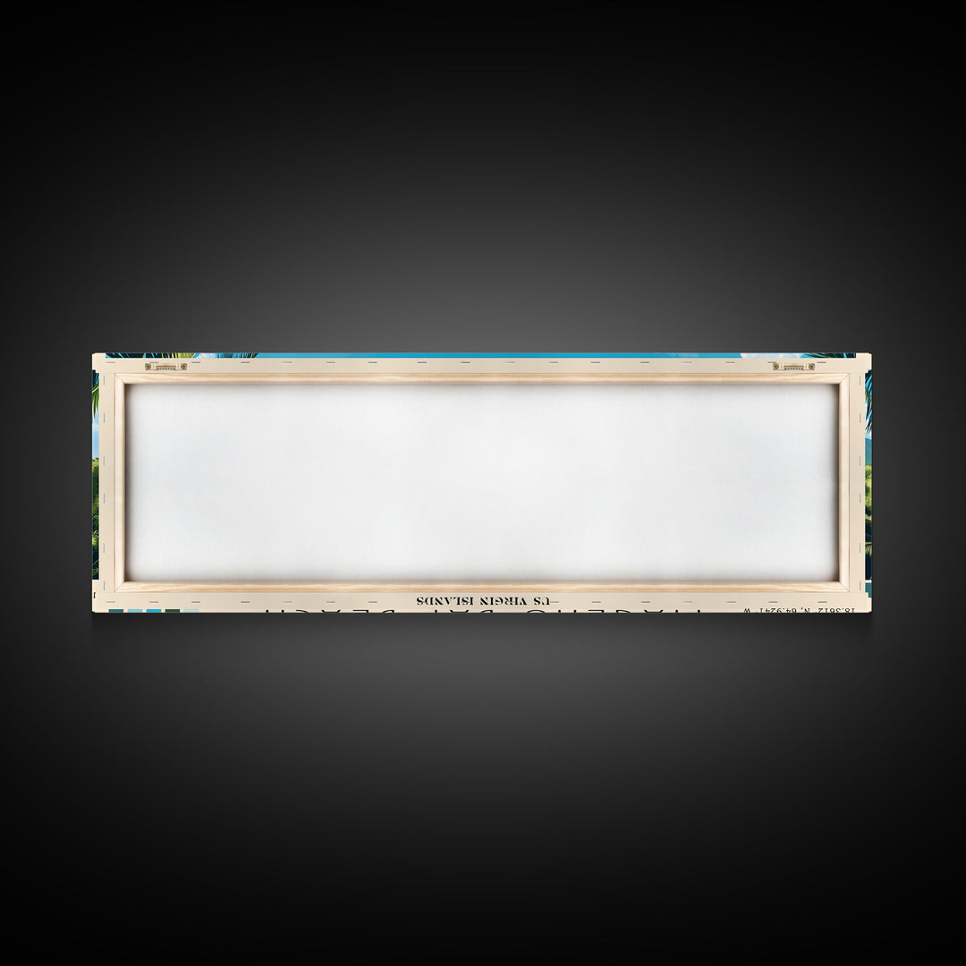 Magens Bay Beach, US Virgin islands Panoramic Beach Print, Vacation Gift, US Virgin islands Wall Art, Beach Painting, Beach Decor, Beach Painting