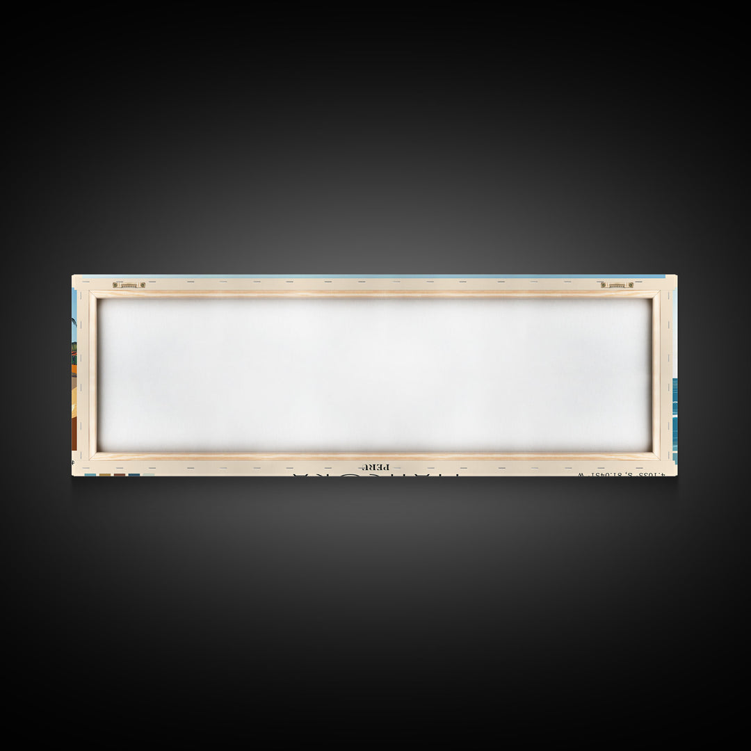 Mancora, Peru Panoramic Beach Print, Vacation Gift, Peru Wall Art, Framed Canvas Print, Framed Beach Painting