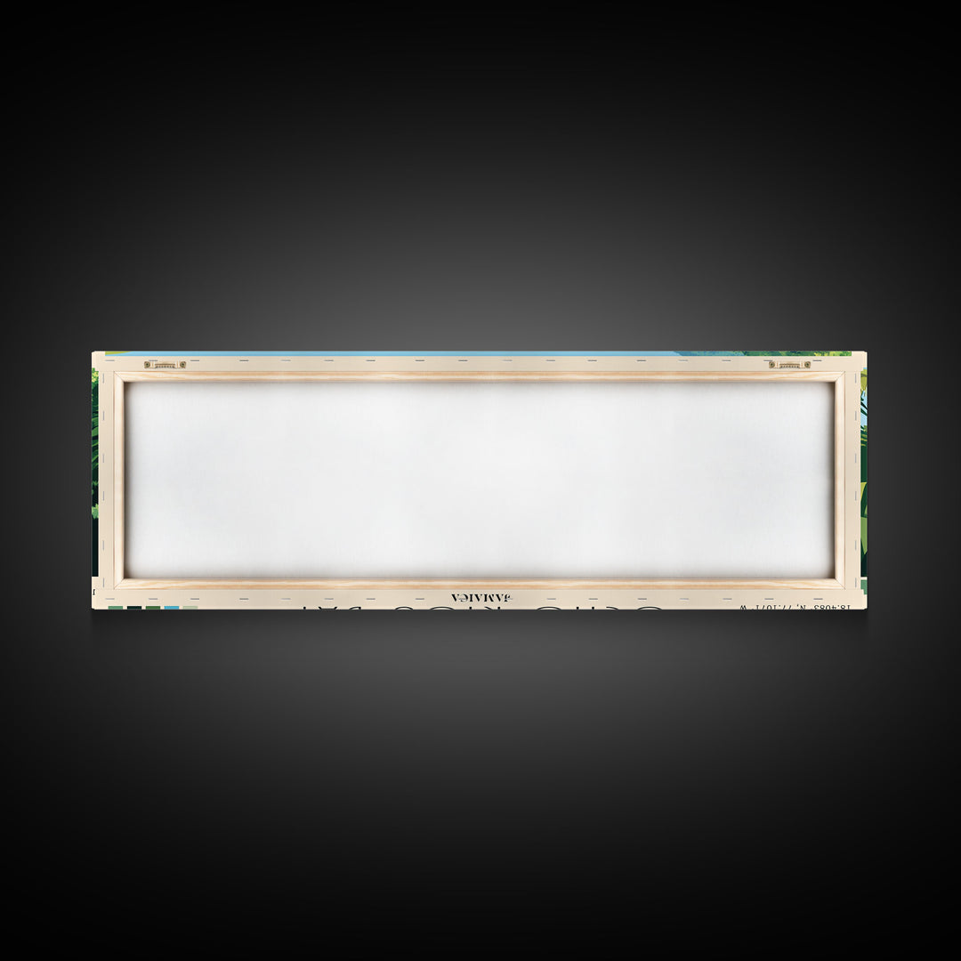 Ocho Rios Bay, Jamaica Panoramic Print, Vacation Gift, Jamaica Wall Art, Beach Painting, Beach Decor, Large Wall Art, Wood Frame Art