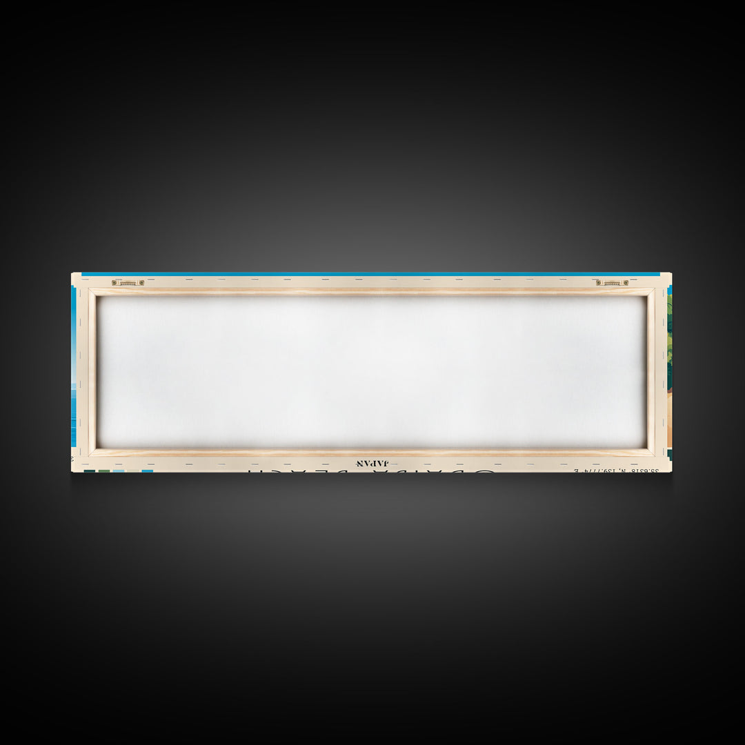 Odaiba Beach, Japan Panoramic Beach Print, Vacation Gift, Japan Wall Art, Framed Canvas Print, Framed Beach Painting