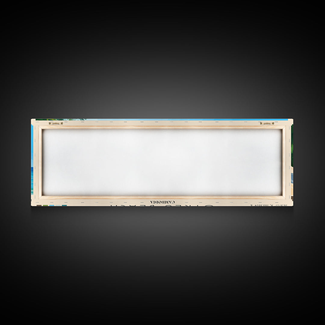 Otres Beach, Cambodia Panoramic Print, Vacation Gift, Cambodia Wall Art, Beach Painting, Beach Decor, Large Wall Art, Wood Frame Art