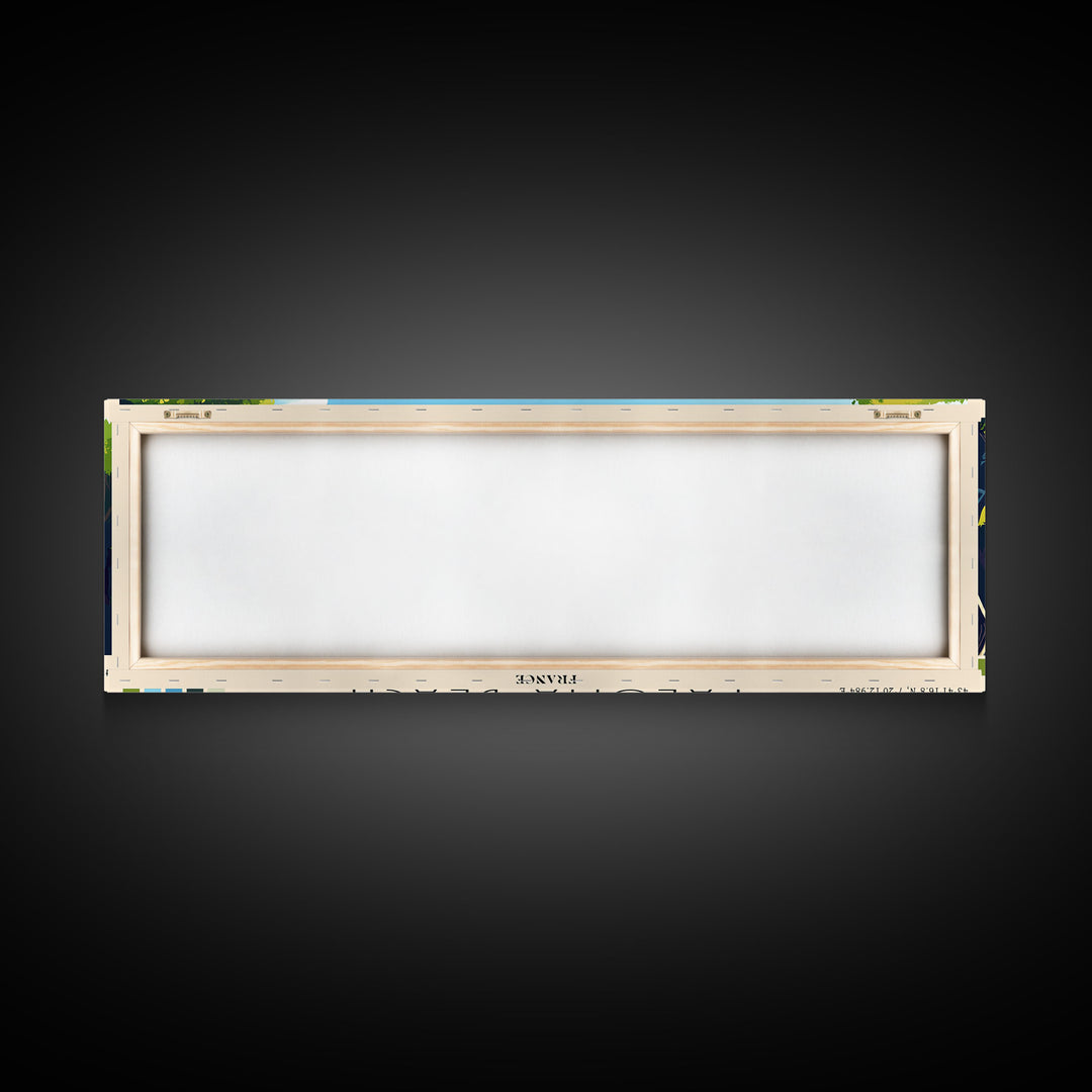 Paloma Beach, France Panoramic Print, Vacation Gift, France Wall Art, Beach Painting, Beach Decor, Large Wall Art, Wood Frame Art