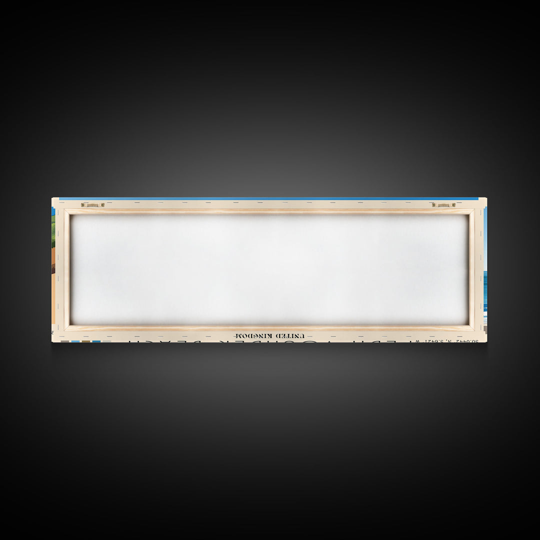 Pedn Vounder Beach, United Kingdom Panoramic Beach Print, Vacation Gift, United Kingdom Wall Art, Beach Painting, Beach Decor, Beach Painting