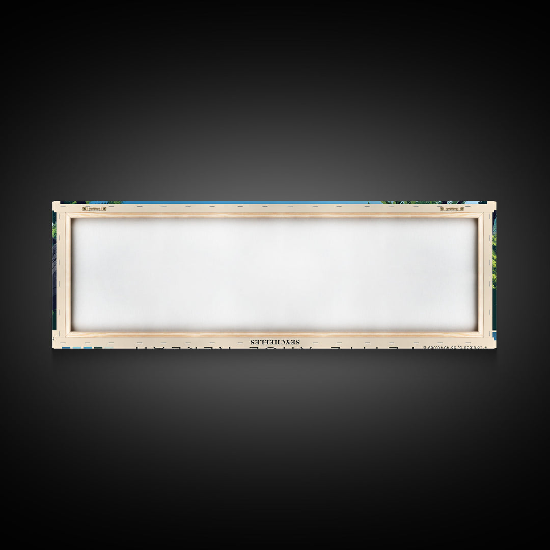 Petite Anse Kerlan, Seychelles Panoramic Beach Print, Vacation Gift, Seychelles Wall Art, Framed Canvas Print, Framed Beach Painting