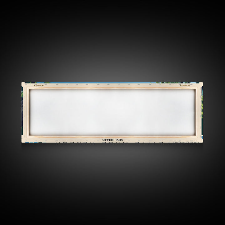 Petite Anse Kerlan, Seychelles Panoramic Beach Print, Vacation Gift, Seychelles Wall Art, Framed Canvas Print, Framed Beach Painting