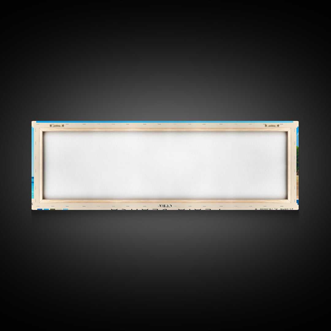 Playa Blanca, Cuba Panoramic Print, Vacation Gift, Cuba Wall Art, Beach Painting, Beach Decor, Large Wall Art, Wood Frame Art