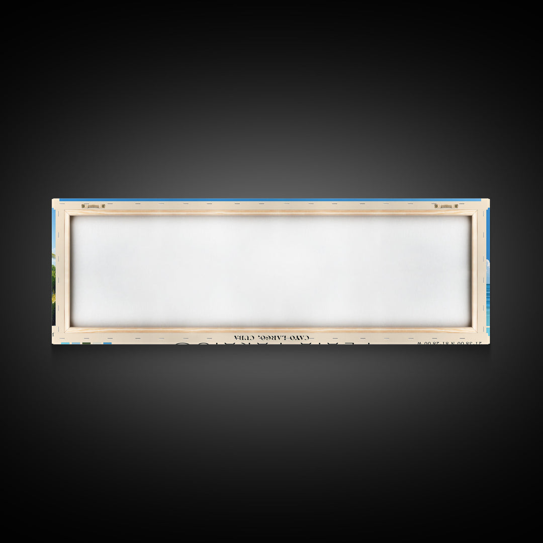 Playa Paraiso, Cayo Largo, Cuba Panoramic Beach Print, Vacation Gift, Cayo Largo, Cuba Wall Art, Framed Canvas Print, Framed Beach Painting