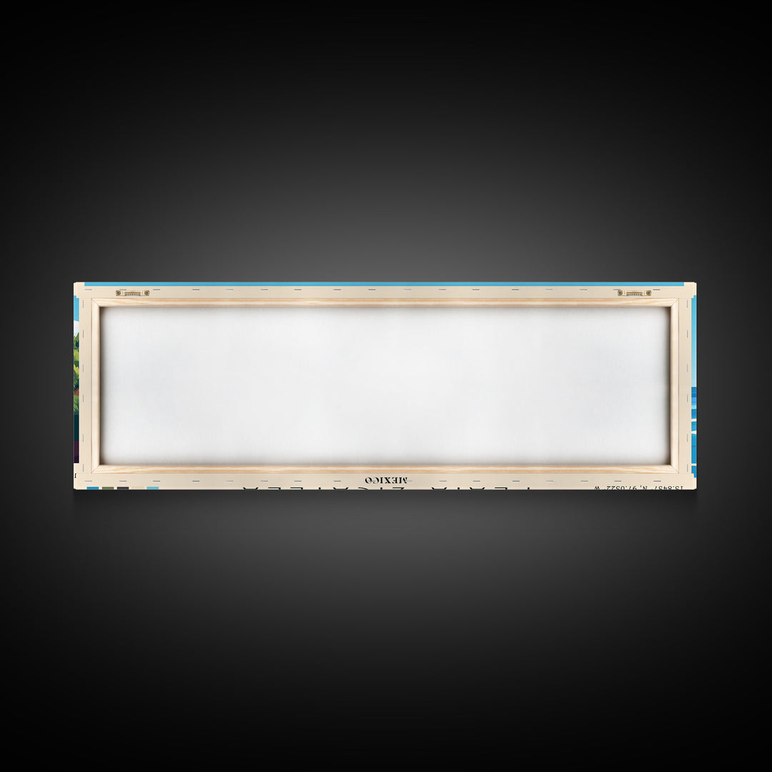 Playa Zicatela, Mexico Panoramic Print, Vacation Gift, Mexico Wall Art, Beach Painting, Beach Decor, Large Wall Art, Wood Frame Art
