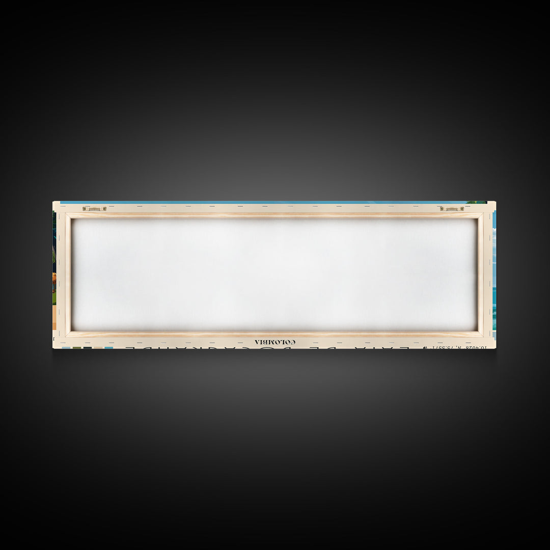 Playa de Bocagrande, Colombia Panoramic Beach Print, Vacation Gift, Colombia Wall Art, Framed Canvas Print, Framed Beach Painting