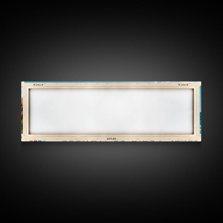 Playa de Monsul, Spain Panoramic Beach Print, Vacation Gift, Spain Wall Art, Framed Canvas Print, Framed Beach Painting