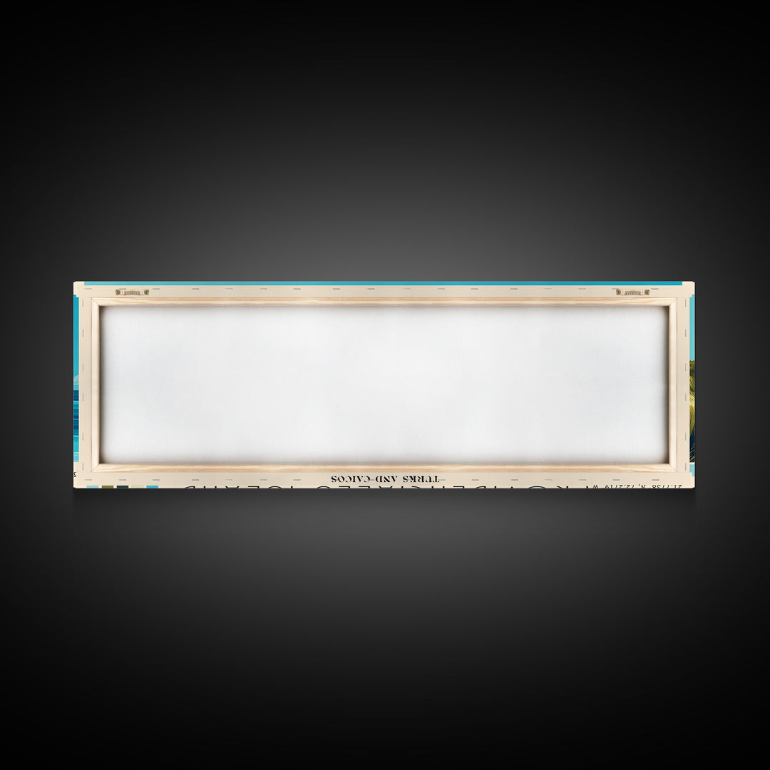 Providenciales Island, Turks and Caicos Panoramic Print, Vacation Gift, Turks and Caicos Wall Art, Beach Painting, Beach Decor, Large Wall Art, Wood Frame Art