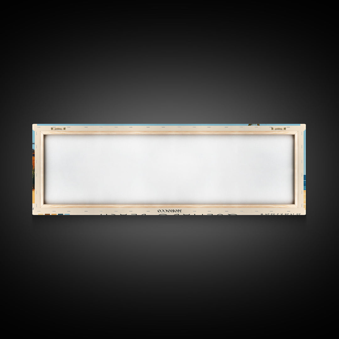 Quemado Beach, Morocco Panoramic Print, Vacation Gift, Morocco Wall Art, Beach Painting, Beach Decor, Large Wall Art, Wood Frame Art