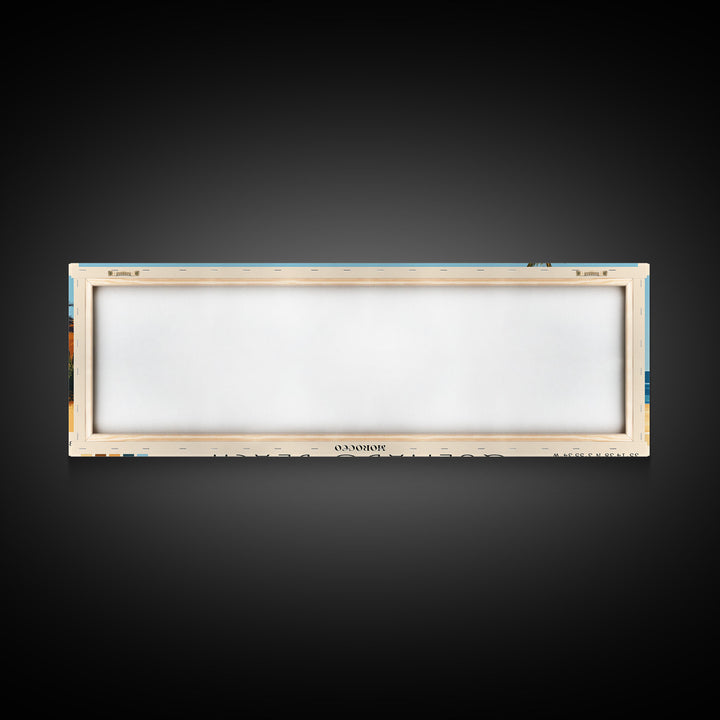 Quemado Beach, Morocco Panoramic Print, Vacation Gift, Morocco Wall Art, Beach Painting, Beach Decor, Large Wall Art, Wood Frame Art