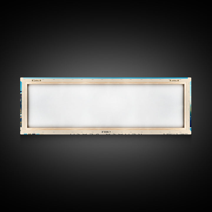 Reñaca beach, Chile Panoramic Print, Vacation Gift, Chile Wall Art, Beach Painting, Beach Decor, Large Wall Art, Wood Frame Art