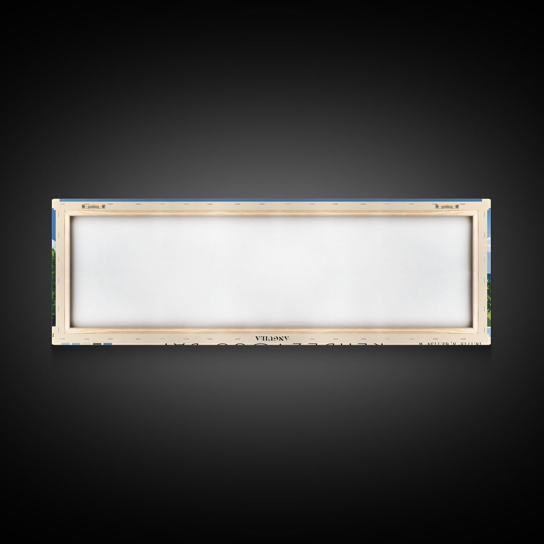 Rendezvous Bay, Anguila Panoramic Beach Print, Vacation Gift, Anguila Wall Art, Framed Canvas Print, Framed Beach Painting