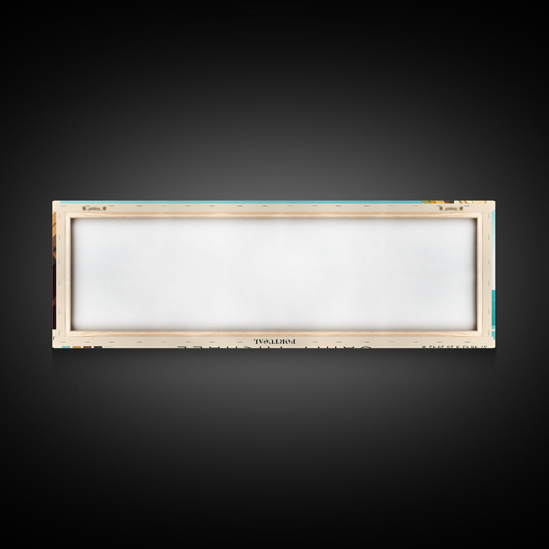 Saint Michael, Portugal Panoramic Print, Vacation Gift, Portugal Wall Art, Beach Painting, Beach Decor, Large Wall Art, Wood Frame Art