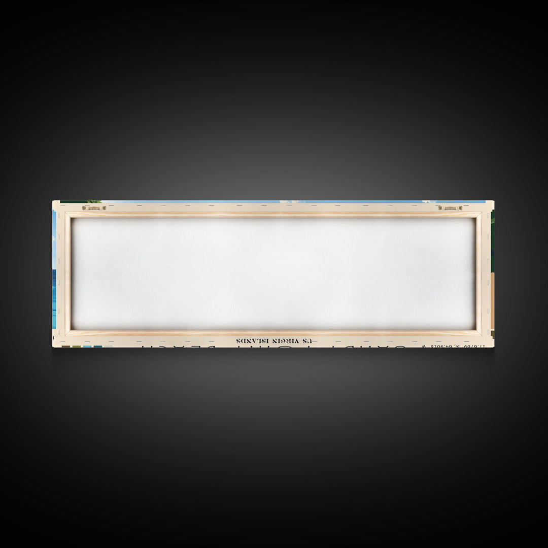 Sandy Point Beach, US Virgin islands Panoramic Beach Print, Vacation Gift, US Virgin islands Wall Art, Framed Canvas Print, Framed Beach Painting