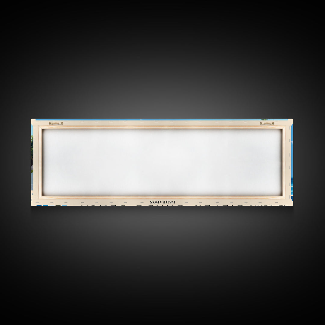 Silver Sands Beach, Barbados Panoramic Print, Vacation Gift, Barbados Wall Art, Beach Painting, Beach Decor, Large Wall Art, Wood Frame Art