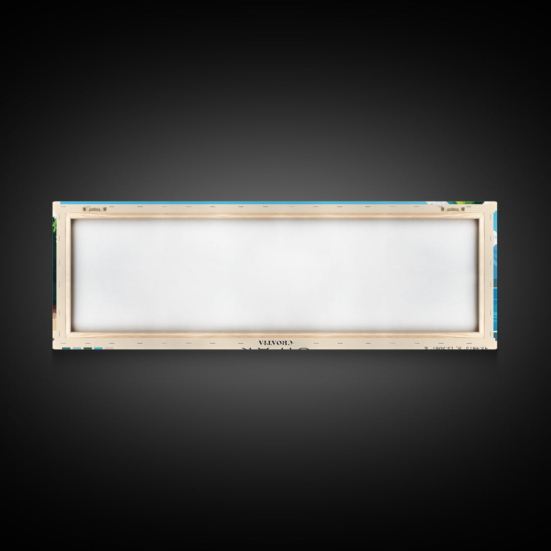 Sipar, Croatia Panoramic Beach Print, Vacation Gift, Croatia Wall Art, Framed Canvas Print, Framed Beach Painting