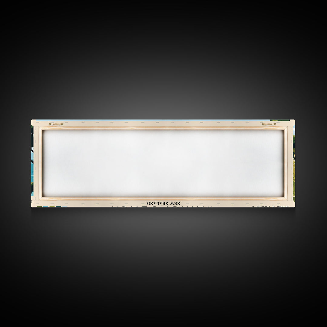 Wainui Beach, New Zealand Panoramic Beach Print, Vacation Gift, New Zealand Wall Art, Framed Canvas Print, Framed Beach Painting
