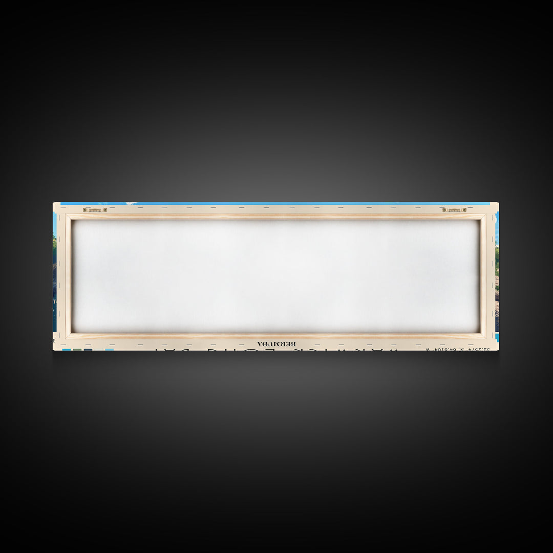 Warwick Long Bay, Bermuda Panoramic Print, Vacation Gift, Bermuda Wall Art, Beach Painting, Beach Decor, Large Wall Art, Wood Frame Art