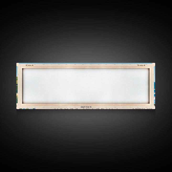 Þingeyri Beach, Iceland Panoramic Beach Print, Vacation Gift, Iceland Wall Art, Framed Canvas Print, Framed Beach Painting