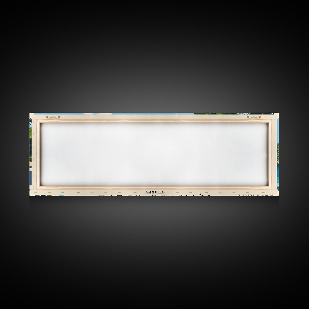 İçmeler Beach, Turkey Panoramic Print, Vacation Gift, Turkey Wall Art, Beach Painting, Beach Decor, Beach Or Lakehouse Art