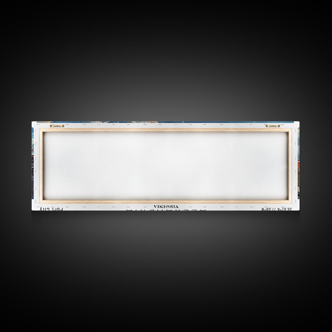 Alexandria Virginia Panoramic Painting, Watercolor Framed Canvas Print, Scenic City Art, Travel Poster, Wall Hanging, Home Decor, Living Room Art