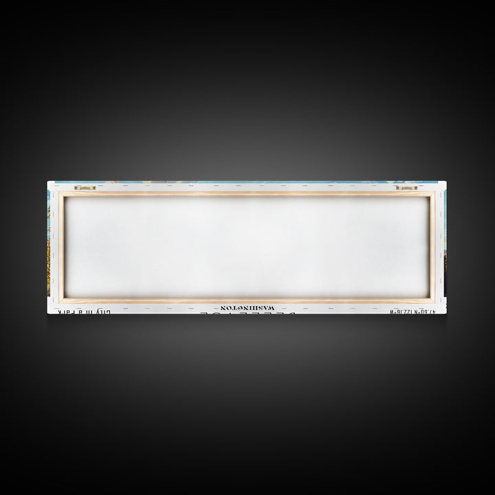 Bellevue Washington Panoramic Painting, Watercolor Framed Canvas Print, Scenic City Art, Travel Poster, Home Decor, Wall Art, Office Wall Art