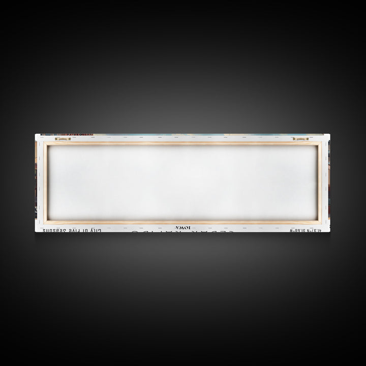 Cedar Rapids Iowa Panoramic Watercolor Painting Framed Canvas Print, Travel Poster Art, Home Decor, Iowa Cityscape, Living Room Decoration, Office Wall Art, Gift for Iowans