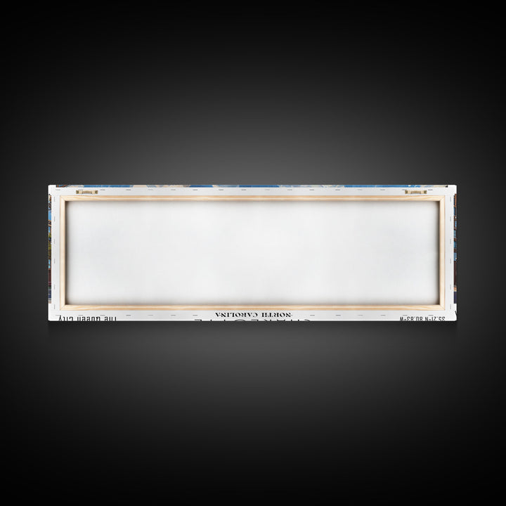 Charlotte North Carolina Panoramic Watercolor Painting Framed Canvas Print, Travel Poster Art, Urban Cityscape, Living Room Decor, Wall Art, Office Decoration, North Carolina Gift