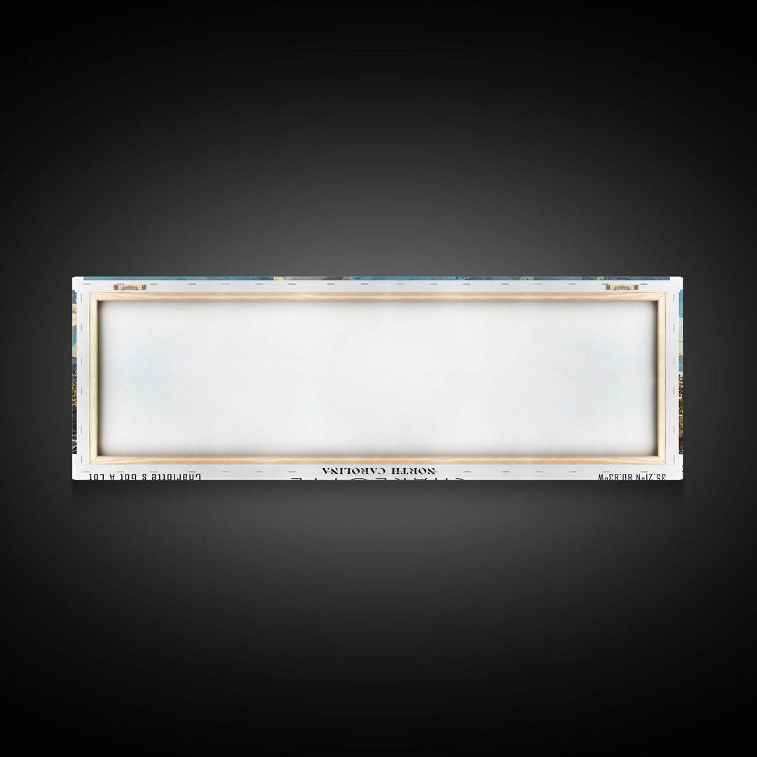 Charlotte North Carolina Panoramic Watercolor Painting Framed Canvas Print, Travel Poster Art, Urban Landscape, Home Decor, Bedroom Wall Art, Office Decoration, Unique Travel Gift