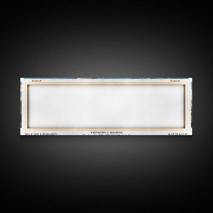 Charlotte North Carolina Panoramic Watercolor Painting Framed Canvas Print, Travel Poster Art, Urban Landscape, Home Decor, Bedroom Wall Art, Office Decoration, Unique Travel Gift