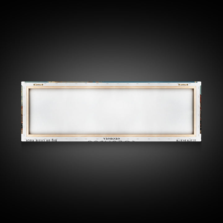 Columbus Georgia Panoramic Watercolor Painting Framed Canvas Print, Travel Poster Art, Urban Landscape, Bedroom Wall Art, Living Room Decoration, Office Wall Art, Georgia-Themed Gift