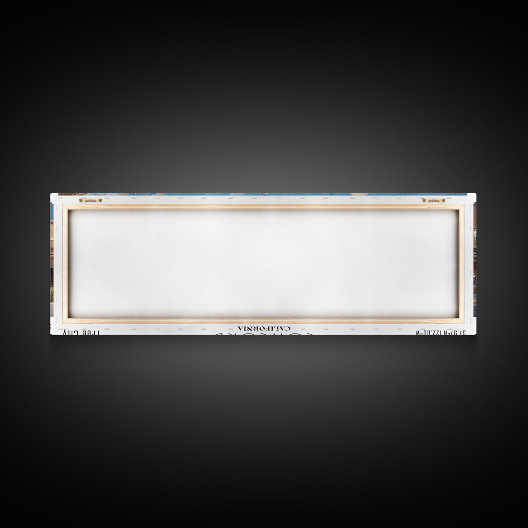Concord California Panoramic Watercolor Painting Framed Canvas Print, Travel Poster Art, Picturesque Landscape, Living Room Decor, Wall Art, Office Decoration, Unique Travel Gift