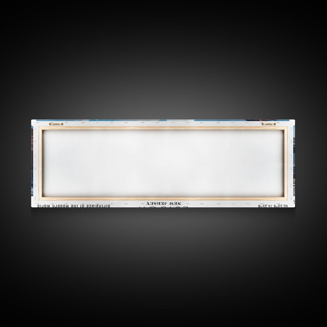 Edison New Jersey Panoramic Watercolor Painting, Scenic Framed Canvas Print, Urban Wall Art for Living Room, Travel Poster, Home Decor, City Gift Idea