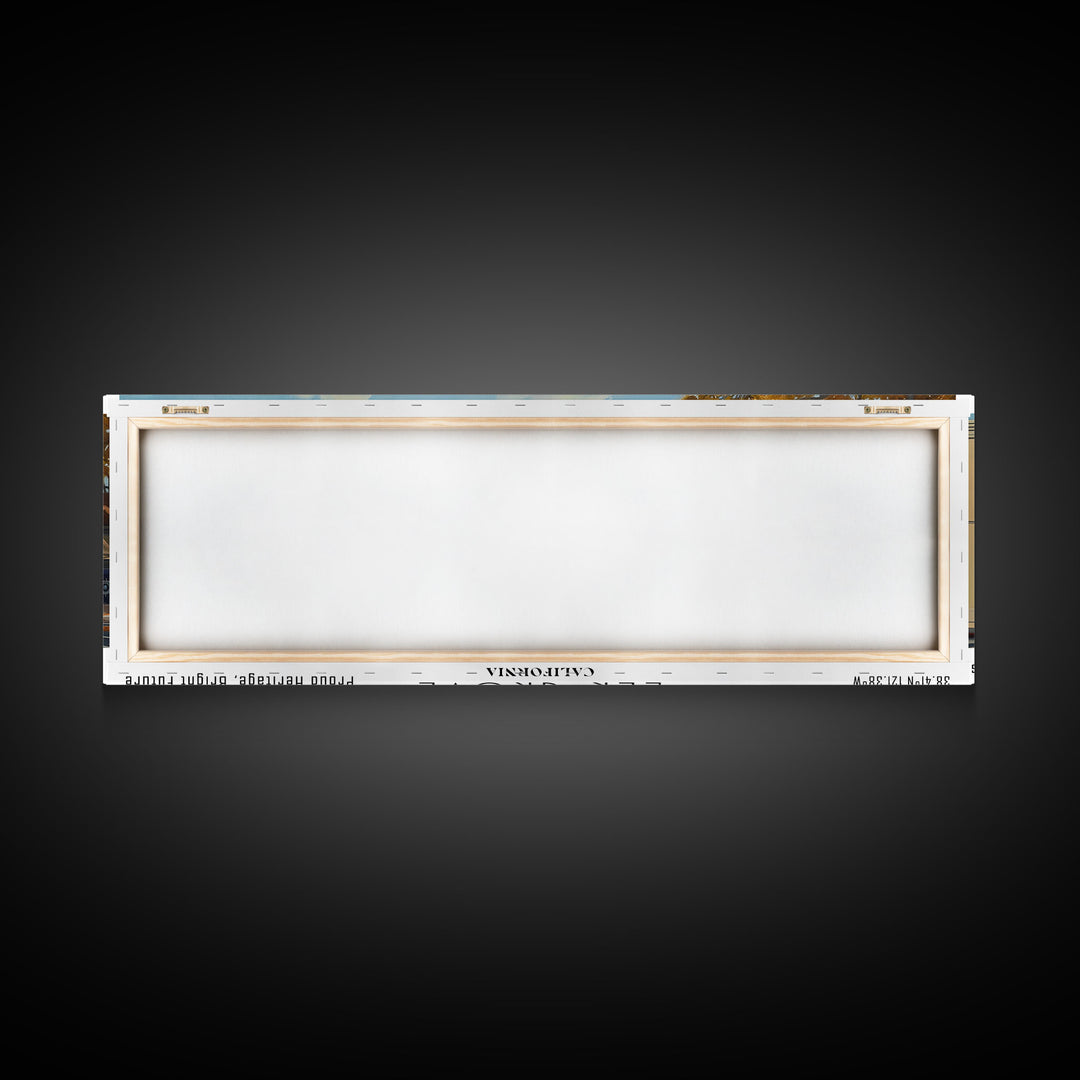 Elk Grove California Panoramic Watercolor Painting, Scenic Framed Canvas Print, Urban Wall Art for Living Room, Travel Poster, Home Decor, City Gift Idea