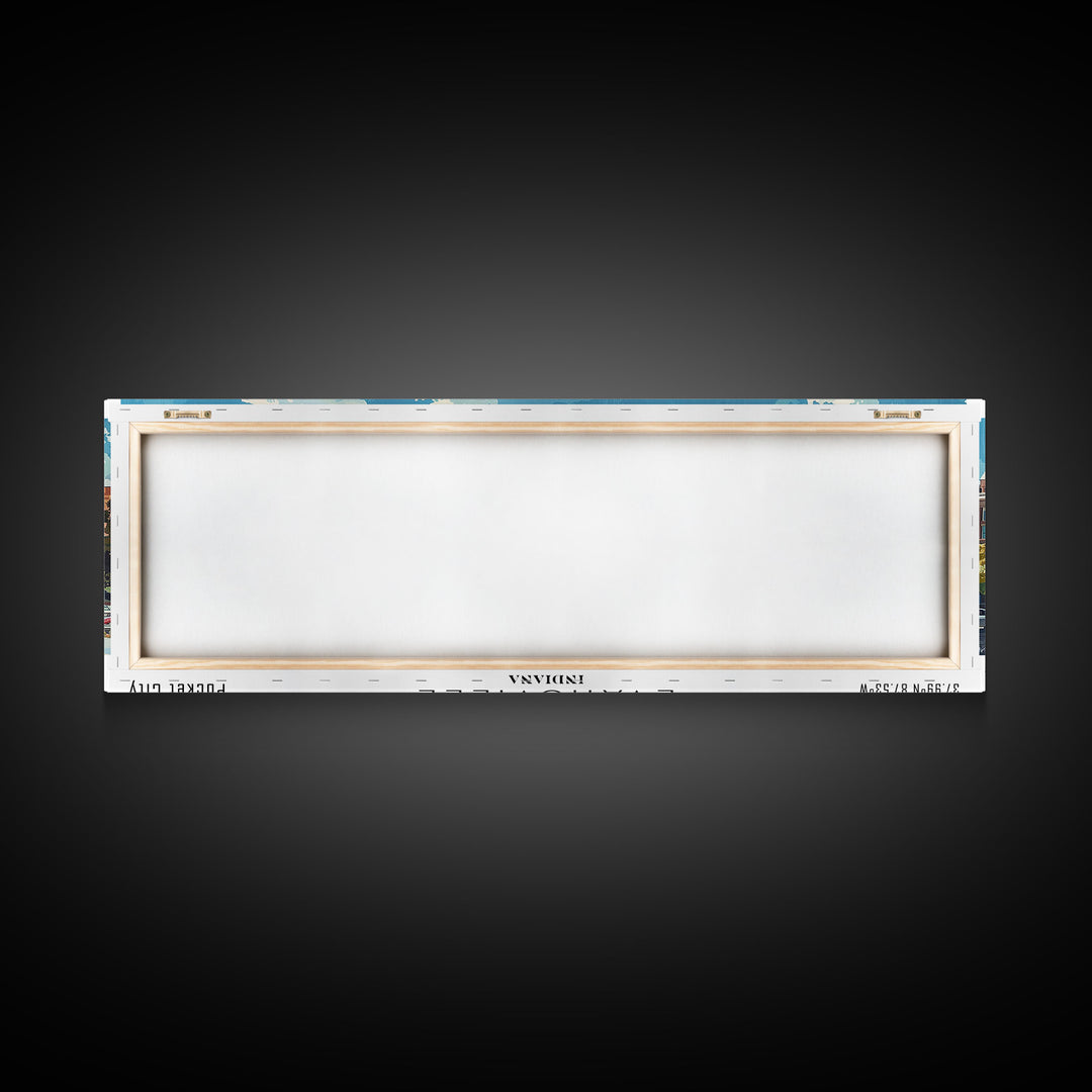 Evansville Indiana Panoramic Watercolor Painting, Scenic Framed Canvas Print, Urban Wall Art for Living Room, Travel Poster, Home Decor, City Gift Idea