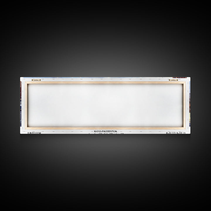 Everett Washington Panoramic Watercolor Painting, Scenic Framed Canvas Print, Urban Wall Art for Office, Travel Decor, City Print, Gift Idea