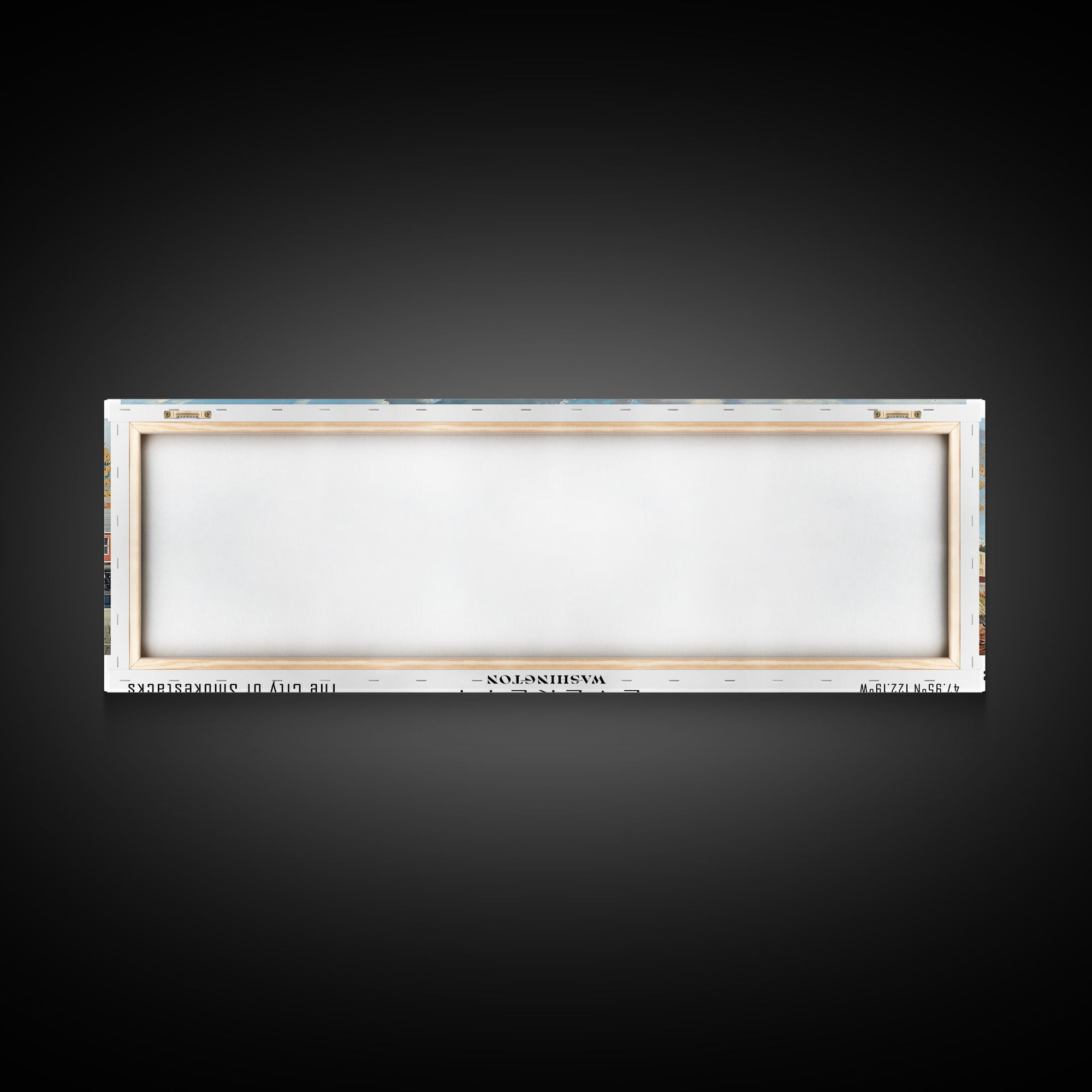 Everett Washington Panoramic Watercolor Painting, Scenic Framed Canvas Print, Urban Wall Art for Office, Travel Decor, City Print, Gift Idea