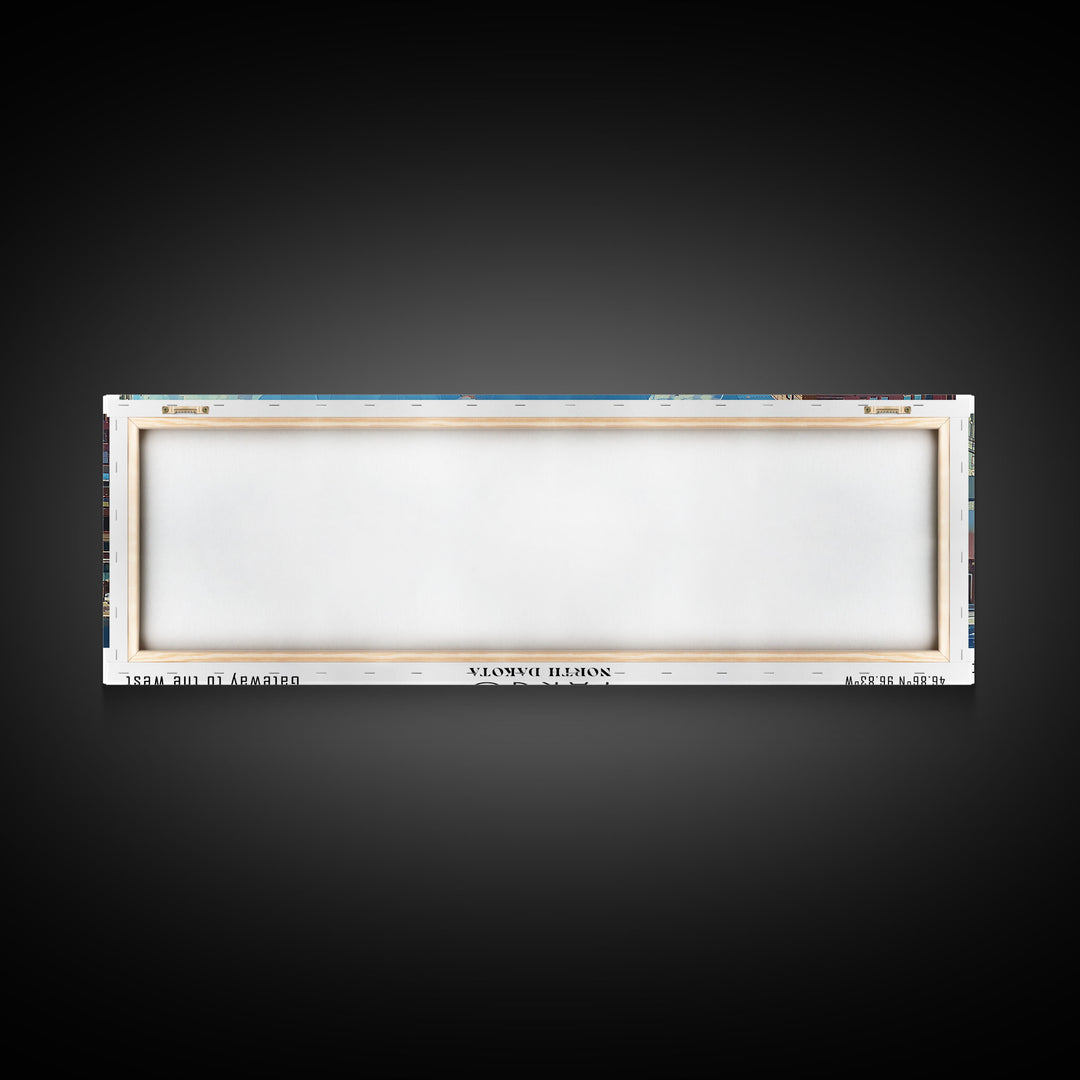 Fargo North Carolina Panoramic Watercolor Painting, Scenic Framed Canvas Print, Urban Wall Art for Office, Travel Decor, City Print, Gift Idea