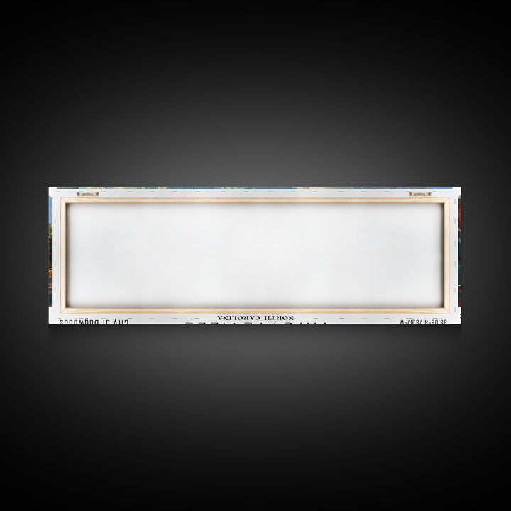 Fayetteville North Carolina Panoramic Watercolor Painting, Scenic Framed Canvas Print, Urban Wall Art for Living Room, Travel Poster, Home Decor, City Gift Idea