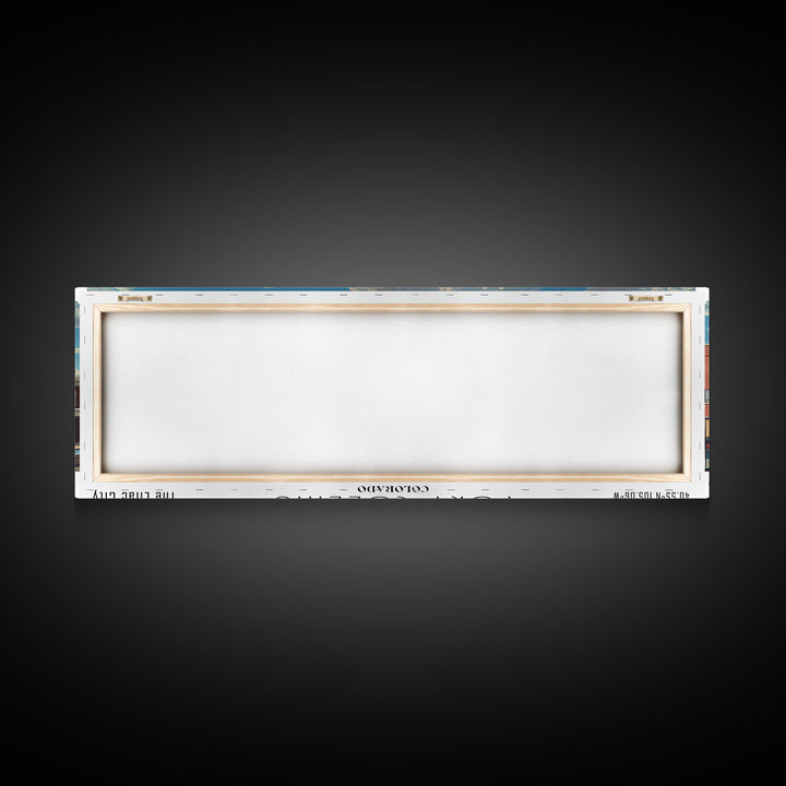 Fort Collins Colorado Panoramic Watercolor Painting, Scenic Framed Canvas Print, Urban Wall Art for Office, Travel Decor, City Print, Gift Idea