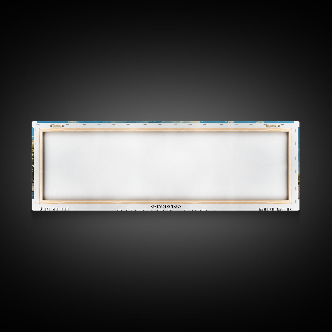 Fort Collins Colorado Panoramic Watercolor Painting, Scenic Framed Canvas Print, Urban Wall Art for Office, Travel Decor, City Print, Gift Idea
