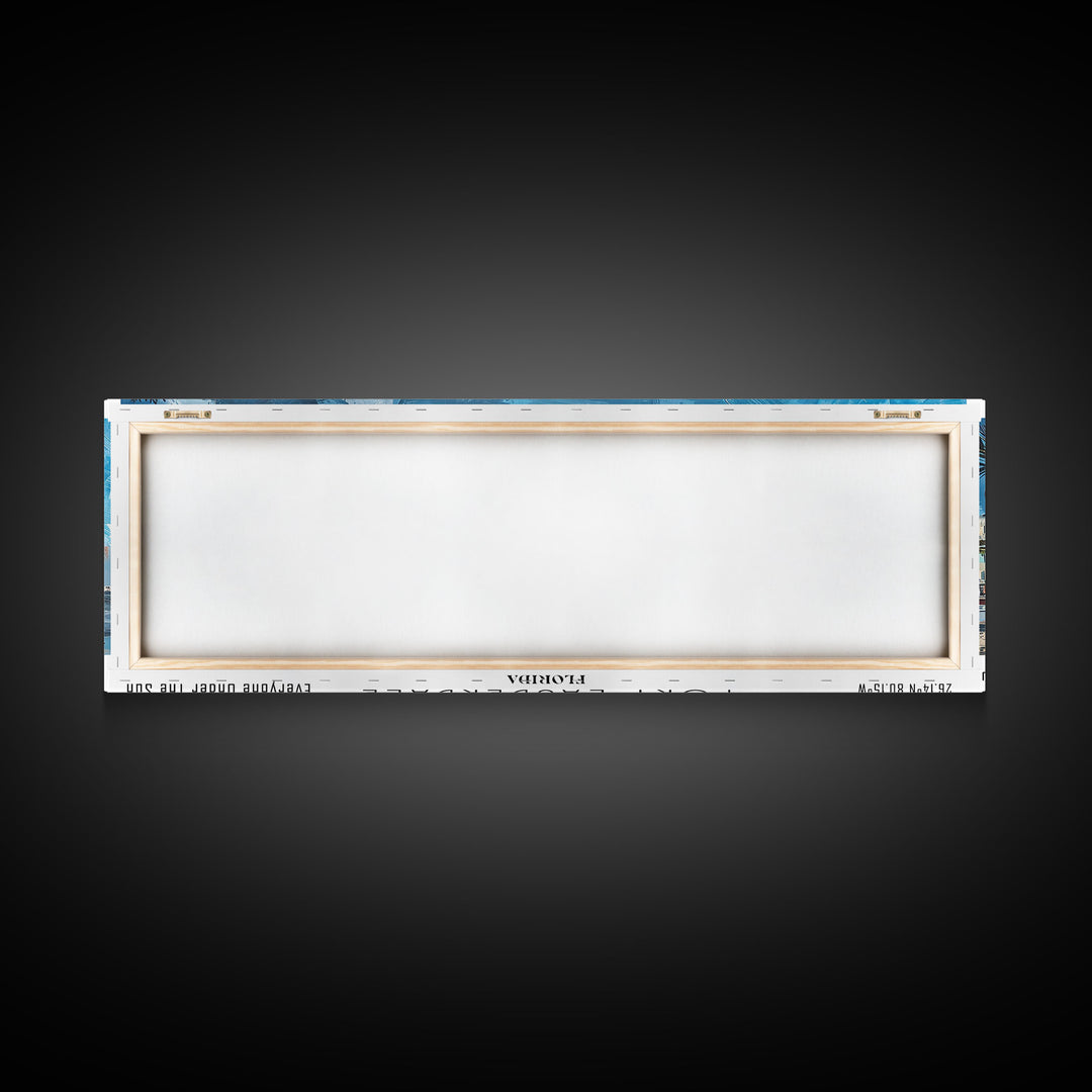 Fort Lauderdale Florida Panoramic Watercolor Painting, Scenic Framed Canvas Print, Urban Wall Art for Living Room, Travel Poster, Home Decor, City Gift Idea